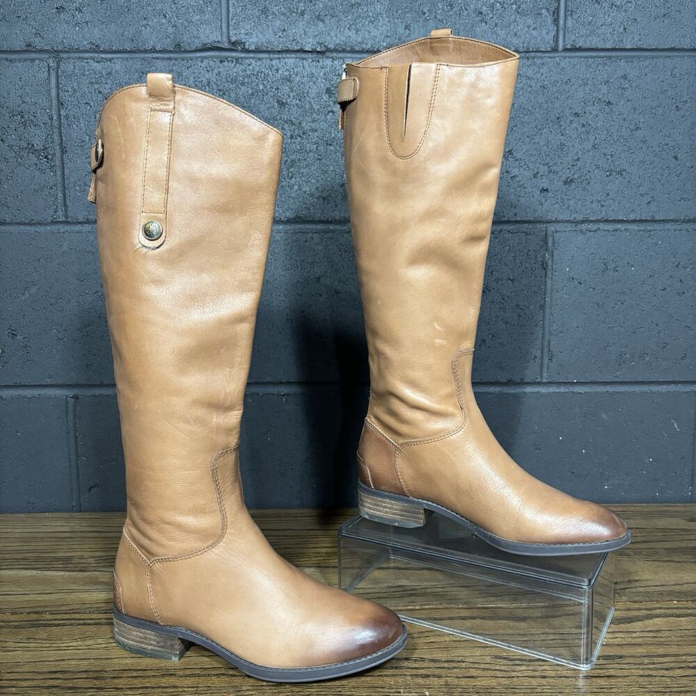 Sam Edelman Womens Penny Riding Boot Size 7 Tall Cognac Tan Leather